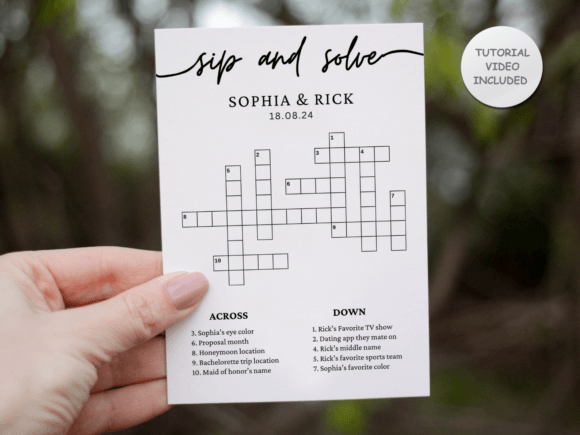 Custom Crossword Puzzle Wedding Template: Elevate Your Reception