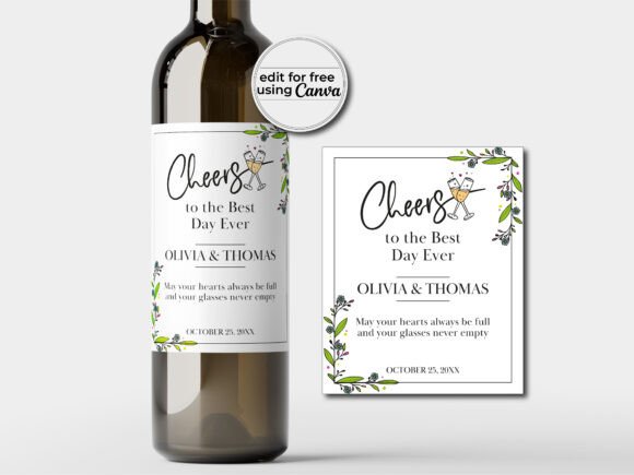 Editable Wedding Wine Label Template: Instant Personalization