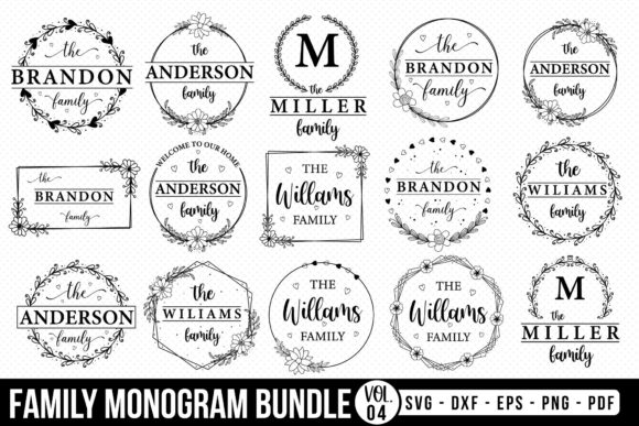 Family Monogram SVG Bundle Vol.4: 15 Elegant Designs