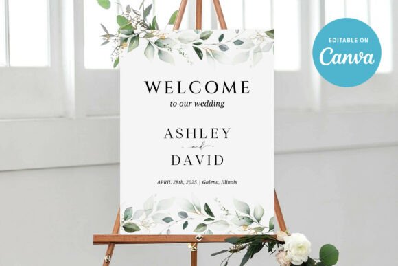 Greenery Wedding Welcome Sign Template: Your Instant Design Solution