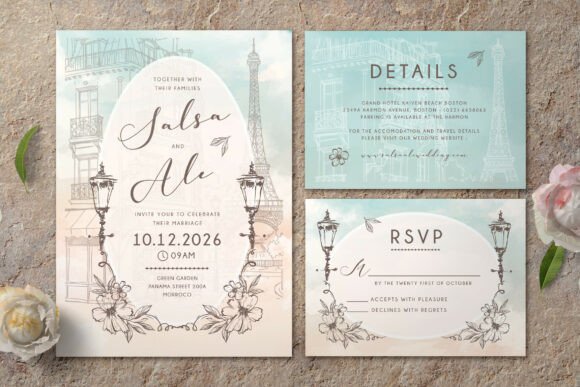 Paris Wedding Invitation Set: A Touch of French Romance