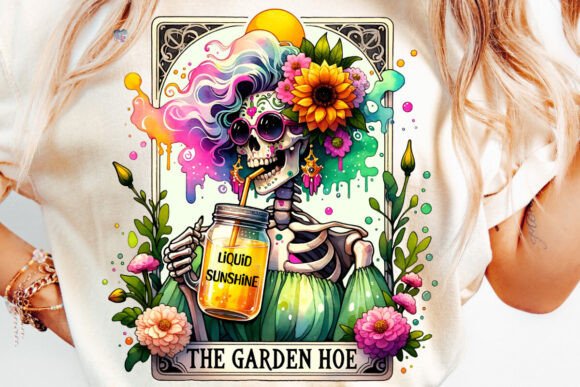 The Garden Hoe Tarot Card PNG: Sassy Skeleton Clipart